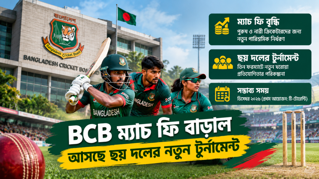 BCB ম্যাচ ফি বৃদ্ধি ও ছয় দলের নতুন ঘরোয়া ক্রিকেট প্রতিযোগিতার পরিকল্পনা