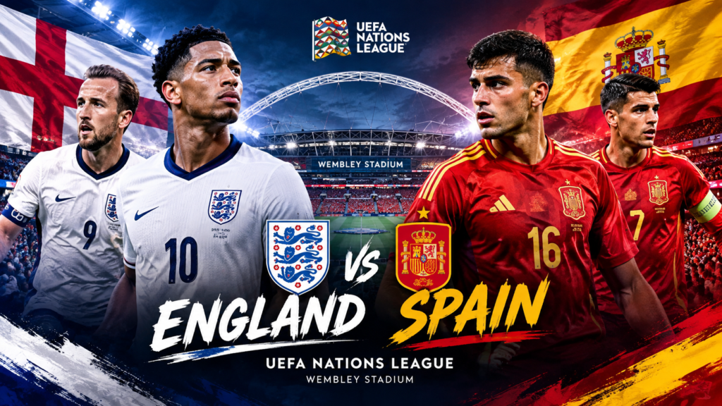 England vs Spain UEFA Nations League match at Wembley Stadium