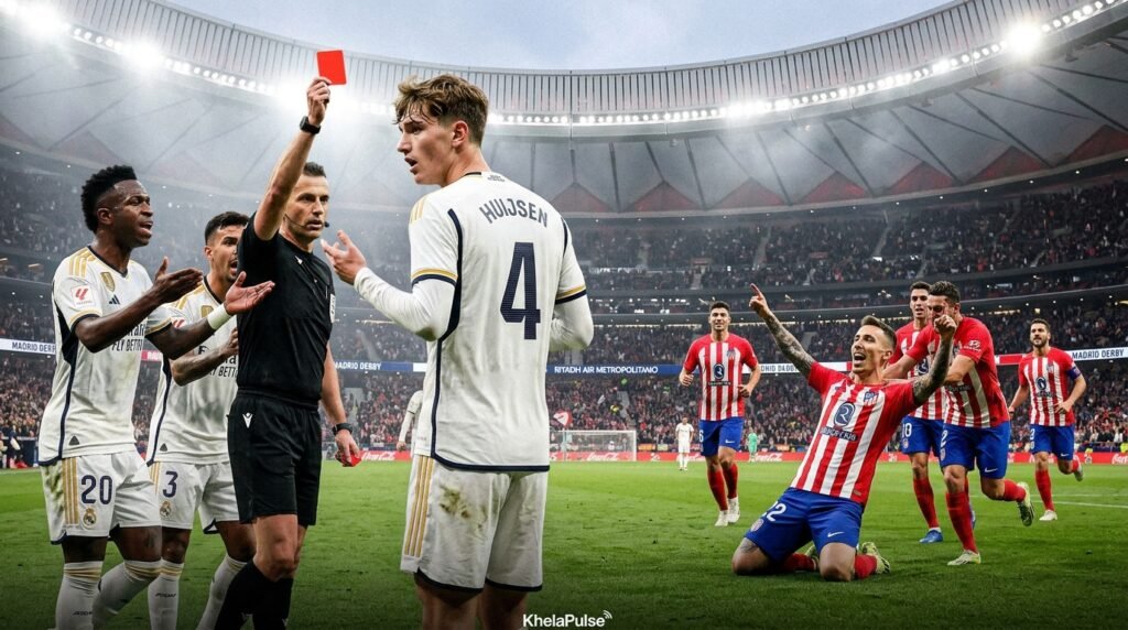 Dean Huijsen red card as Alejandro Grimaldo scores for Atletico Madrid