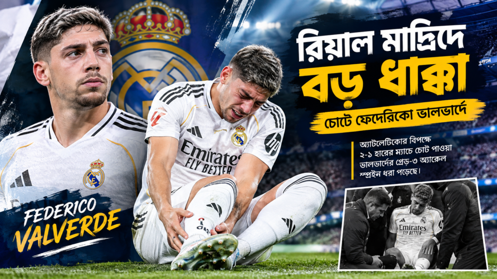 রিয়াল মাদ্রিদে ভালভার্দে চোটের পর মাঠে ফেদেরিকো ভালভার্দে